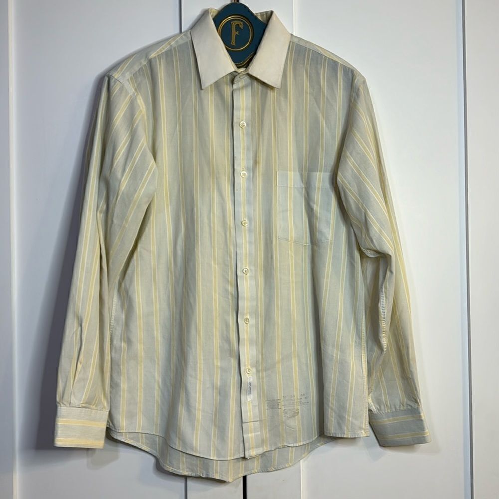 Vintage 70’s Lanvin Yellow Blue Striped Button Down - 16